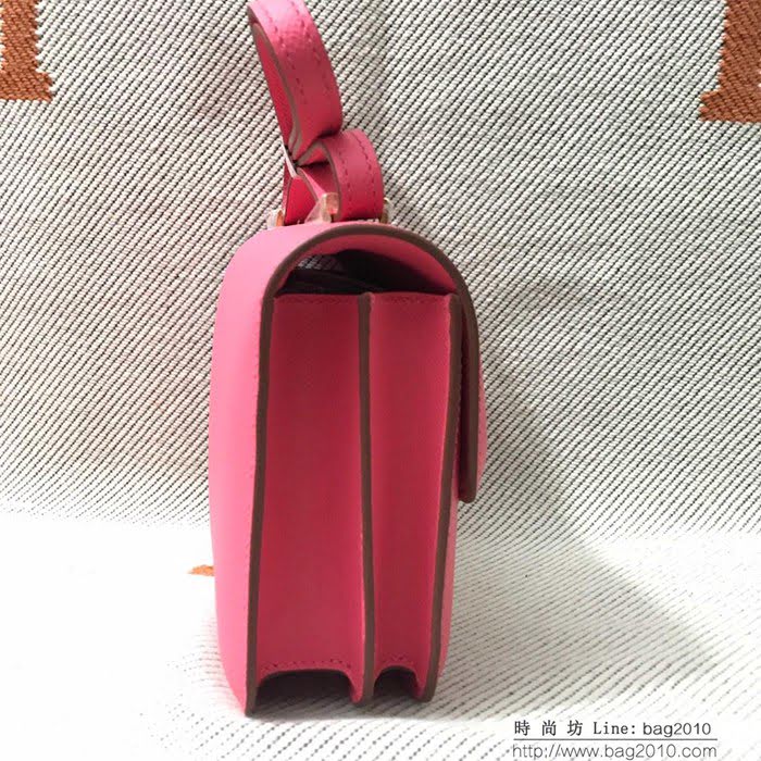 HERMES愛馬仕 H空姐包 進口原廠EP皮 頂級蜜蠟製作 街拍必備單品 唇膏粉金銀 單肩斜挎包  Ama1553